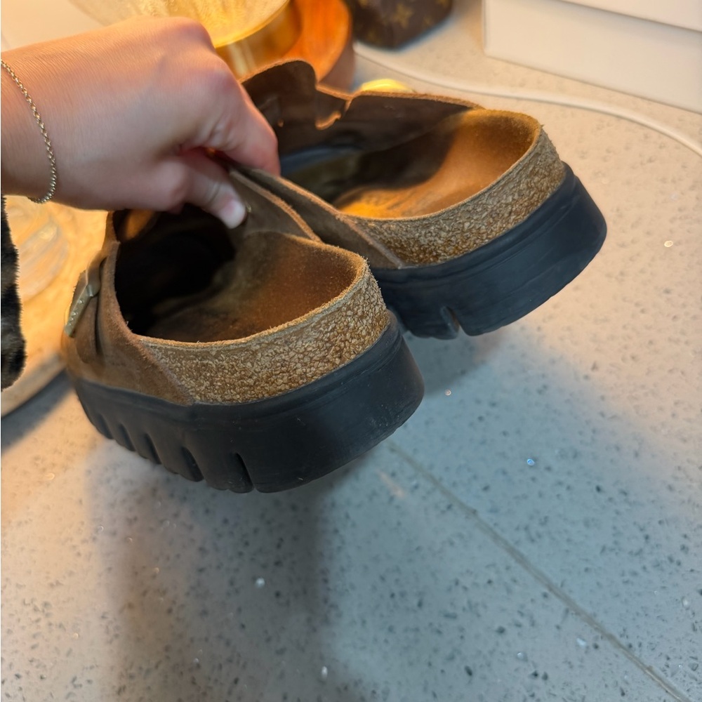 Birkenstock Brown Suede Clog Mule with Black Lug Sole - Picture 7 of 8